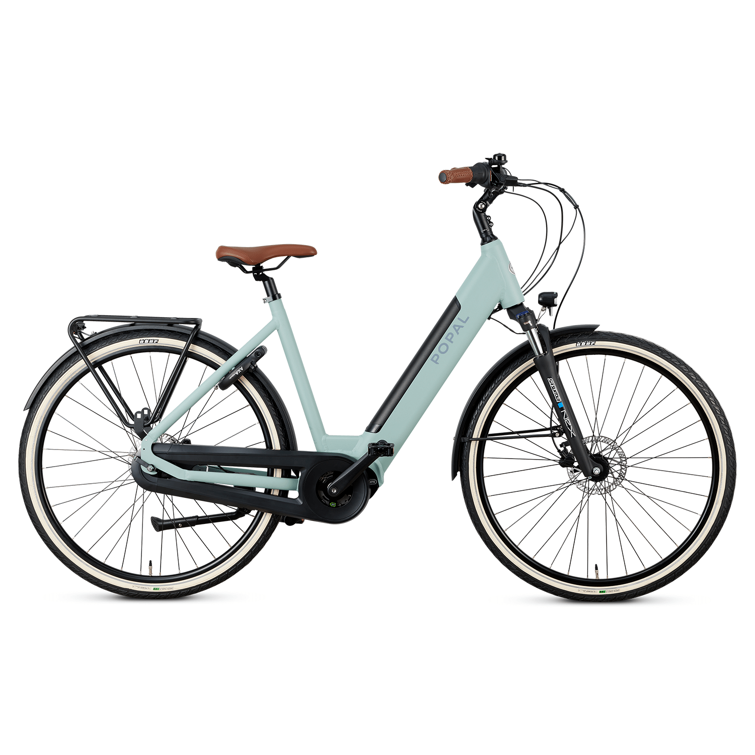 Popal | Electrische Dames Stadsfiets Novel mm 28 Inch 53 cm 7V Hydraulische schijfrem Mintgroen