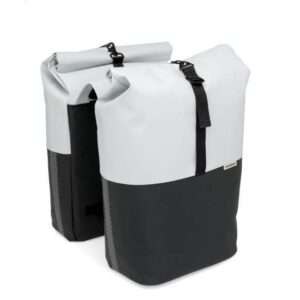 New Looxs | Nyborg Dubbele Fietstas 34 Liter Lichtgrijs/Zwart