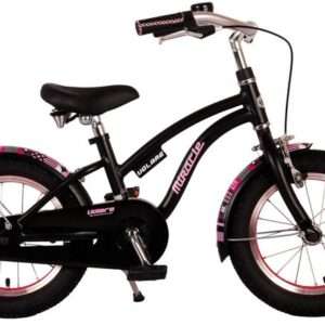 Volare | Meisjes Kinderfiets Miracle Cruiser, 14 inch, Mat Zwart, Prime Collection