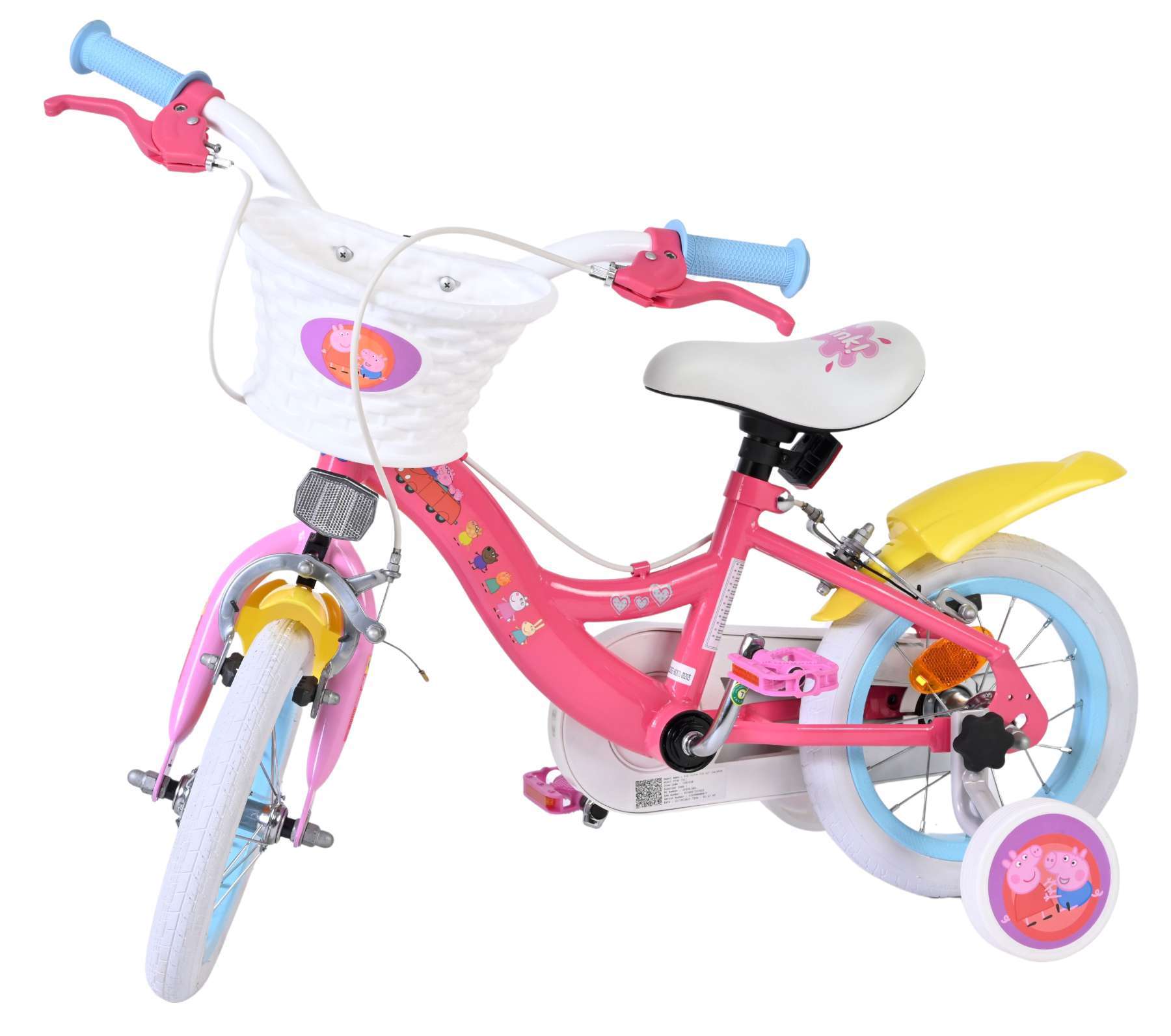 Hasbro | Meisjes Kinderfiets Peppa Pig, 12 inch, Roze, Twee handremmen - Afbeelding 8