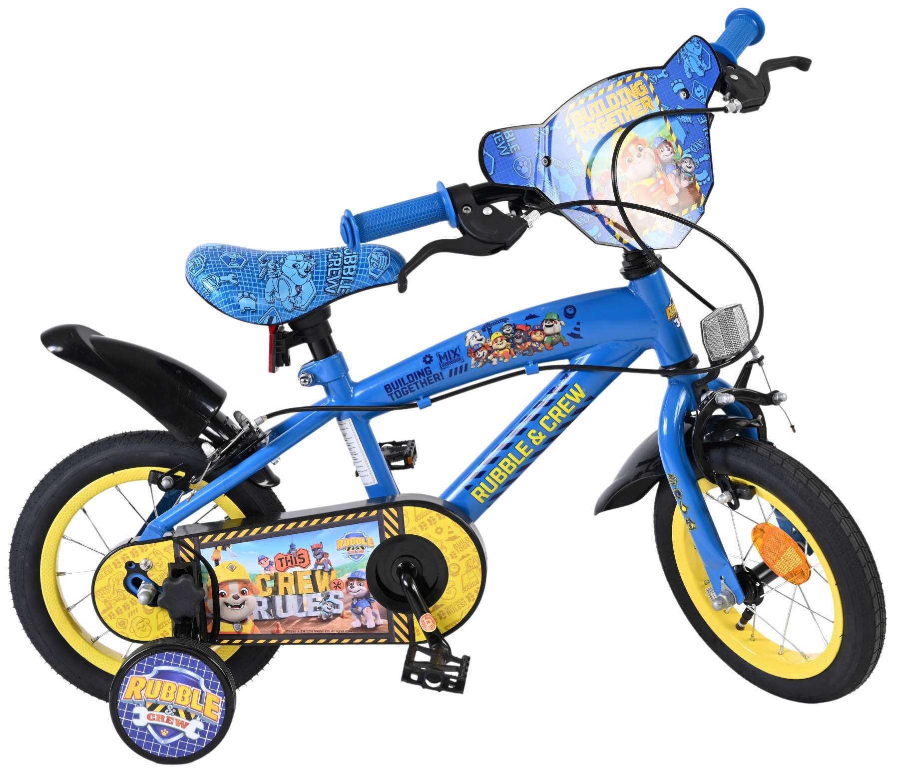 Nickelodeon | Jongens Kinderfiets Rubble & Crew (Paw Patrol), 12 inch, Blauw, Twee handremmen - Afbeelding 9