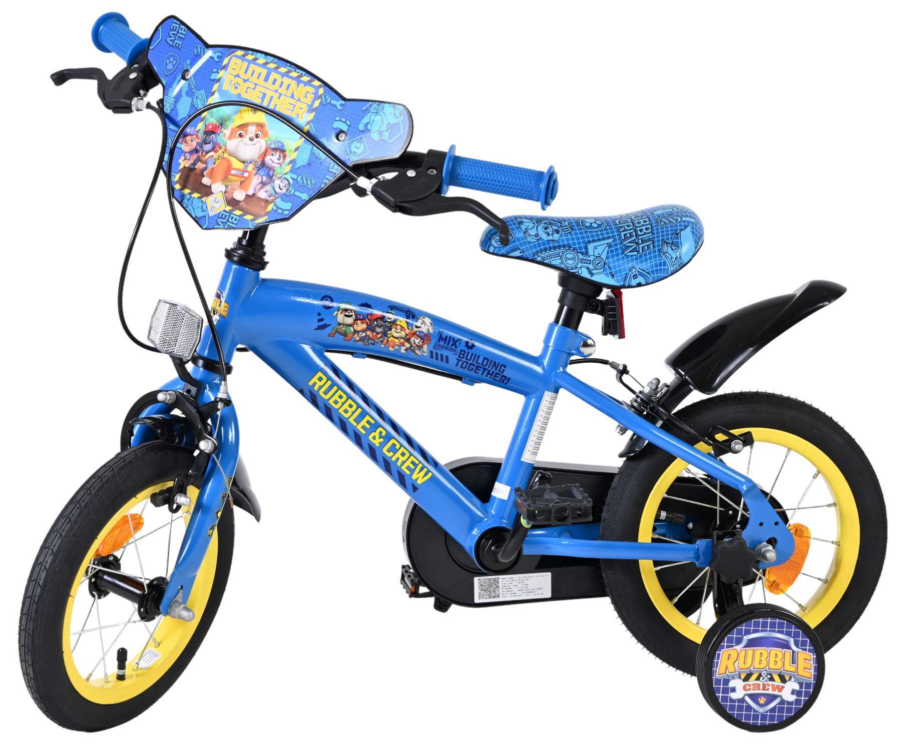 Nickelodeon | Jongens Kinderfiets Rubble & Crew (Paw Patrol), 12 inch, Blauw, Twee handremmen - Afbeelding 7