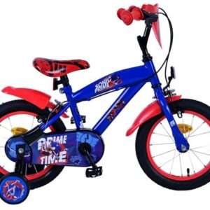 Volare | Jongens Kinderfiets Turbo Crew, 14 inch, Blauw Rood, Twee handremmen
