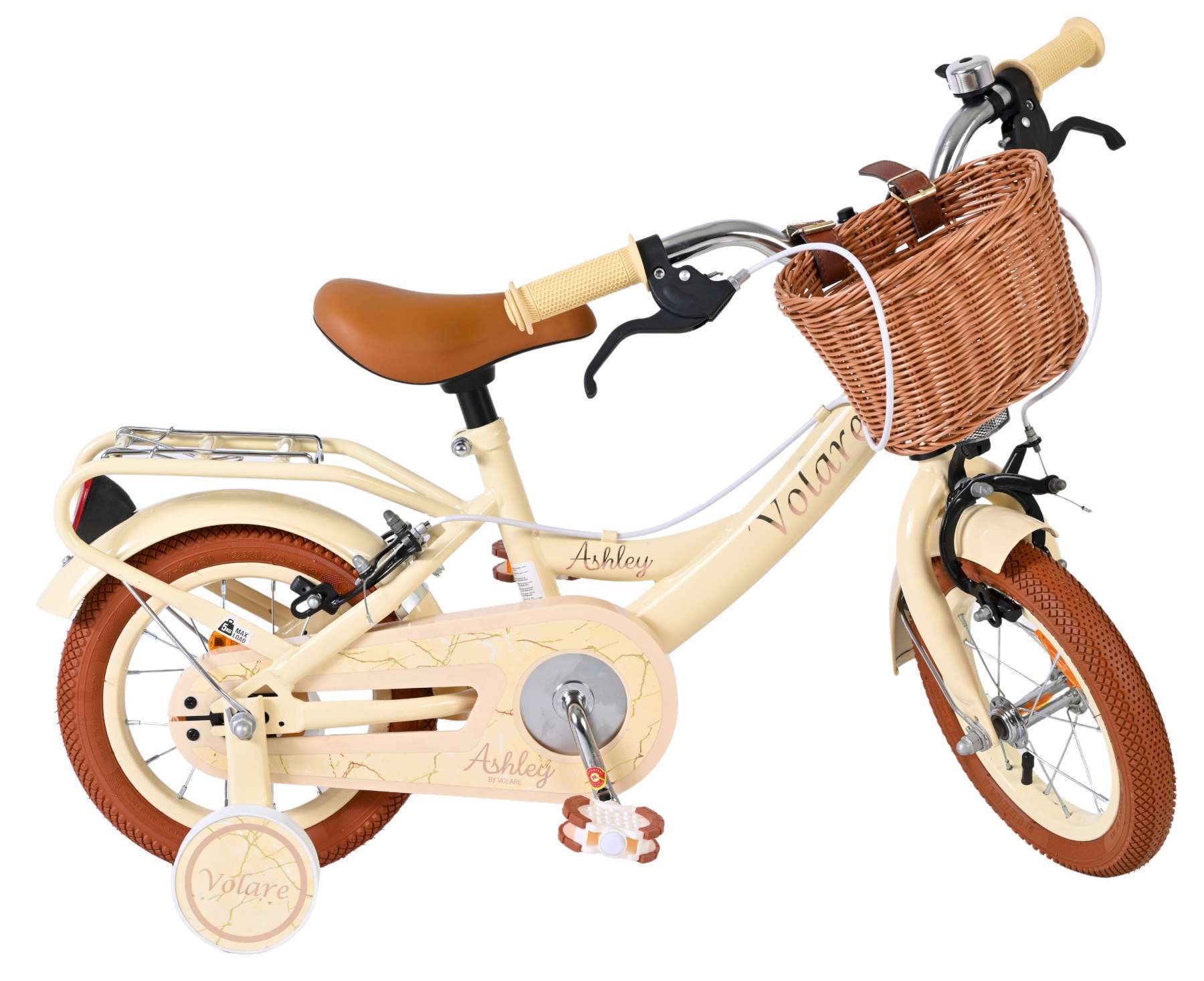 Volare | Meisjes Kinderfiets Ashley, 12 inch, Creme, Twee handremmen - Afbeelding 9