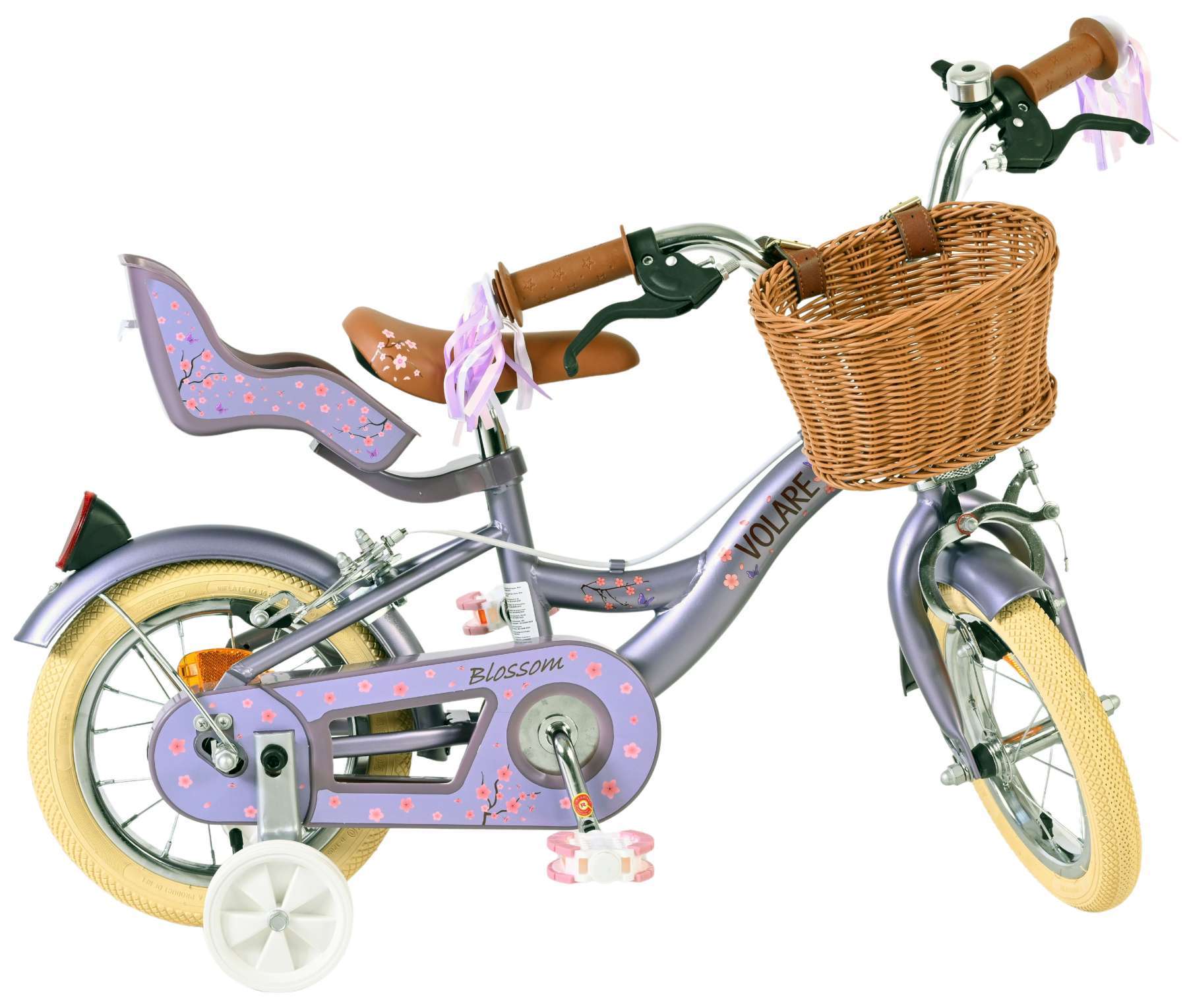 Volare | Meisjes Kinderfiets Blossom, 12 inch, Paars, Twee handremmen - Afbeelding 9