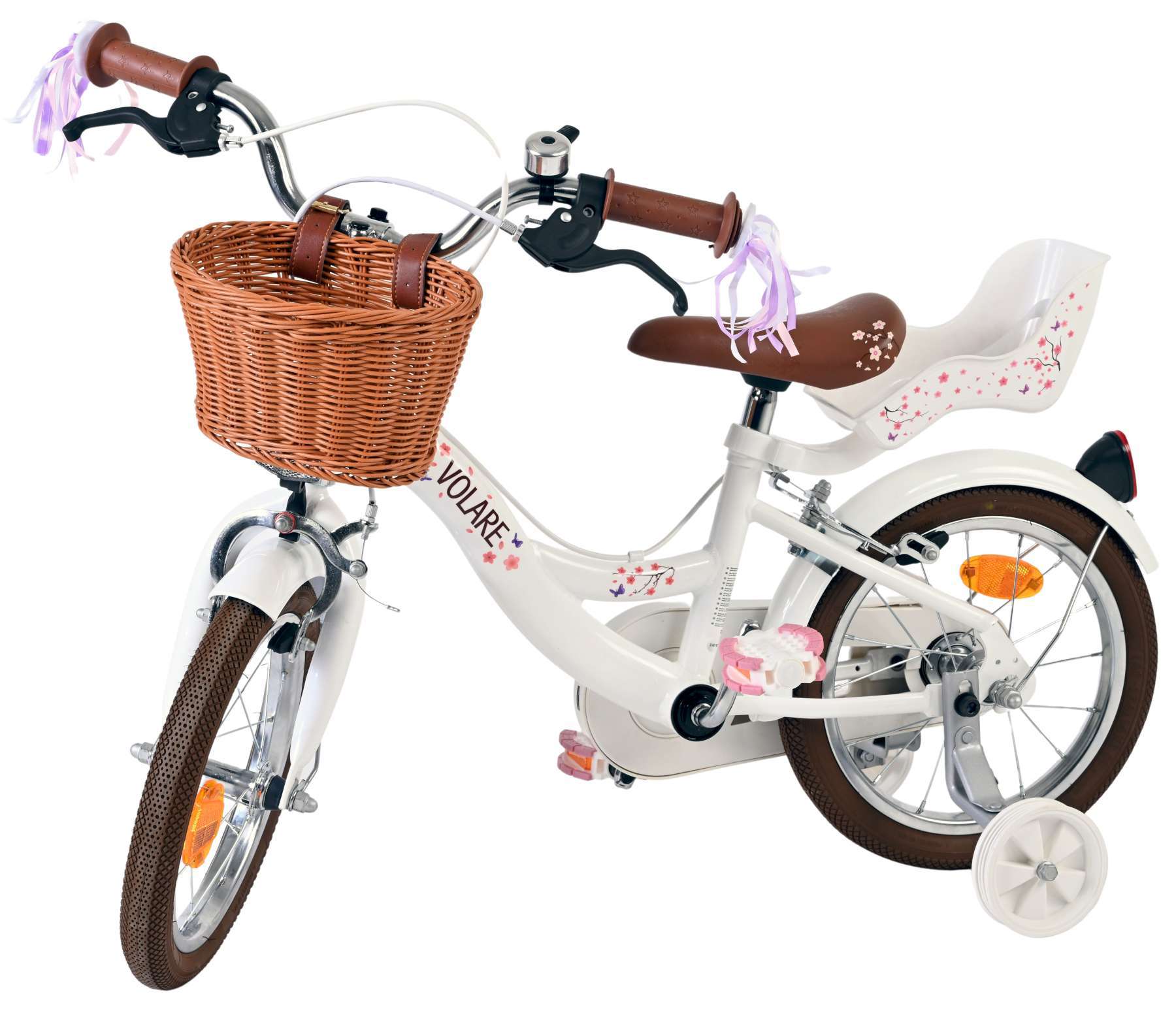 Volare | Meisjes Kinderfiets Blossom, 14 inch, Wit, Twee Handremmen - Afbeelding 7