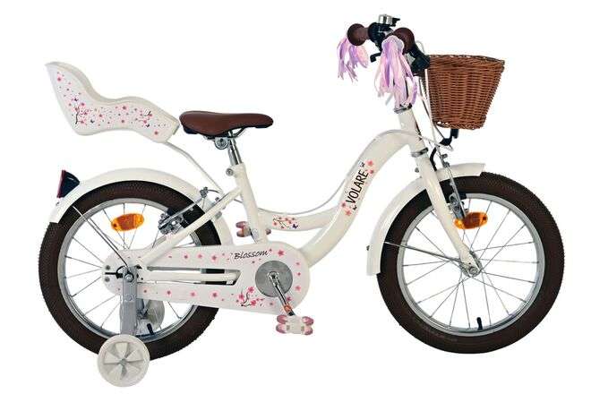 Volare | Meisjes Kinderfiets Blossom, 16 inch, Wit, Twee Handremmen
