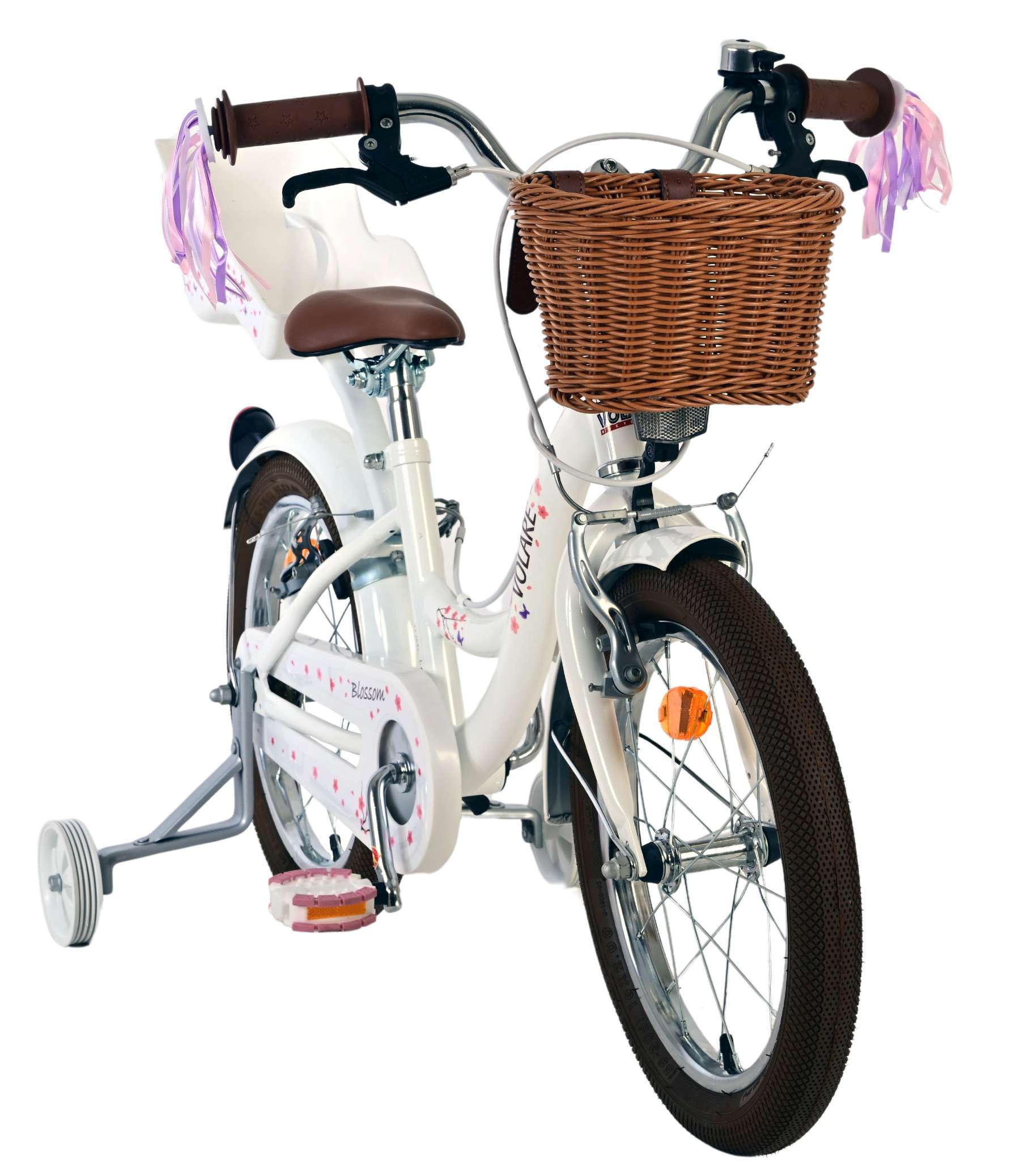 Volare | Meisjes Kinderfiets Blossom, 16 inch, Wit, Twee Handremmen - Afbeelding 5
