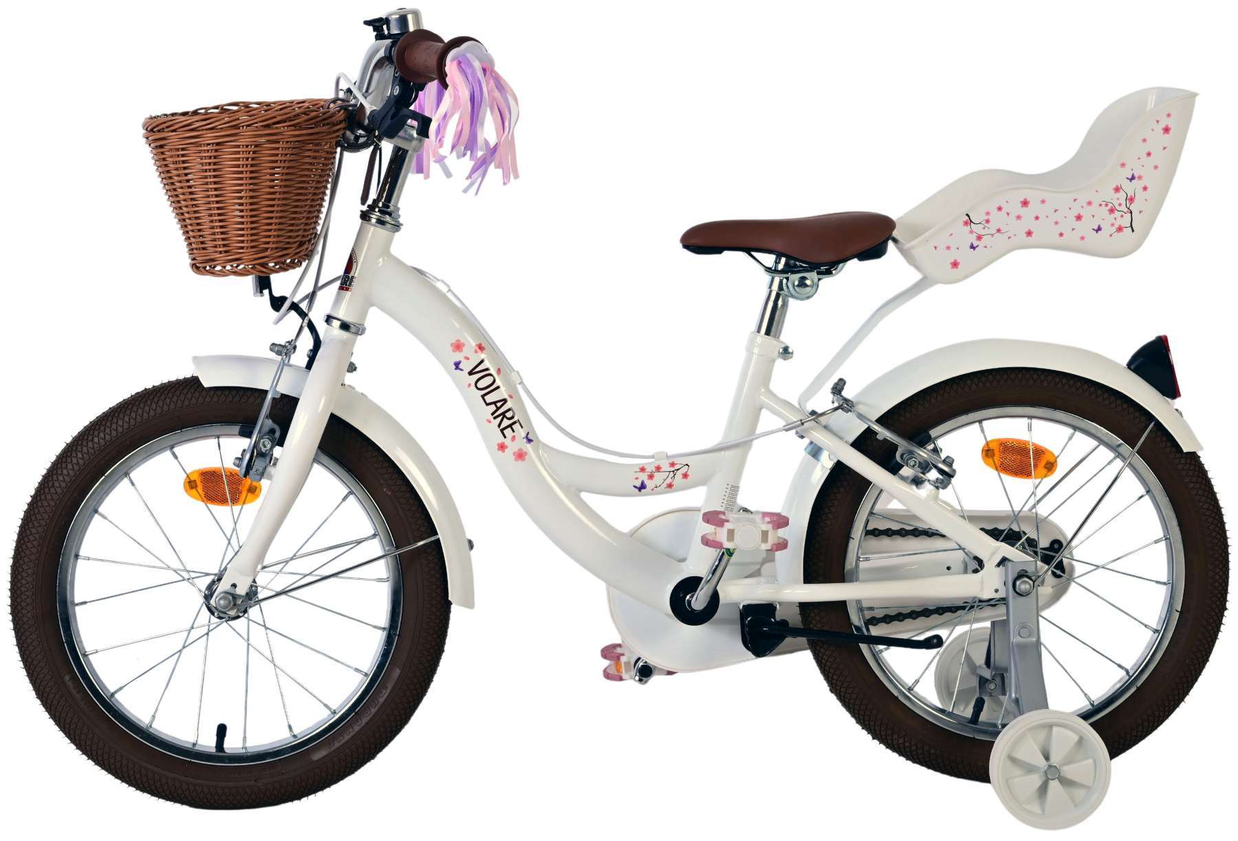 Volare | Meisjes Kinderfiets Blossom, 16 inch, Wit, Twee Handremmen - Afbeelding 7