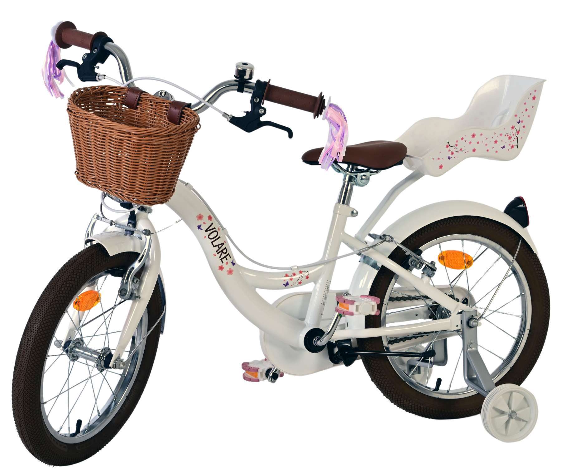 Volare | Meisjes Kinderfiets Blossom, 16 inch, Wit, Twee Handremmen - Afbeelding 8