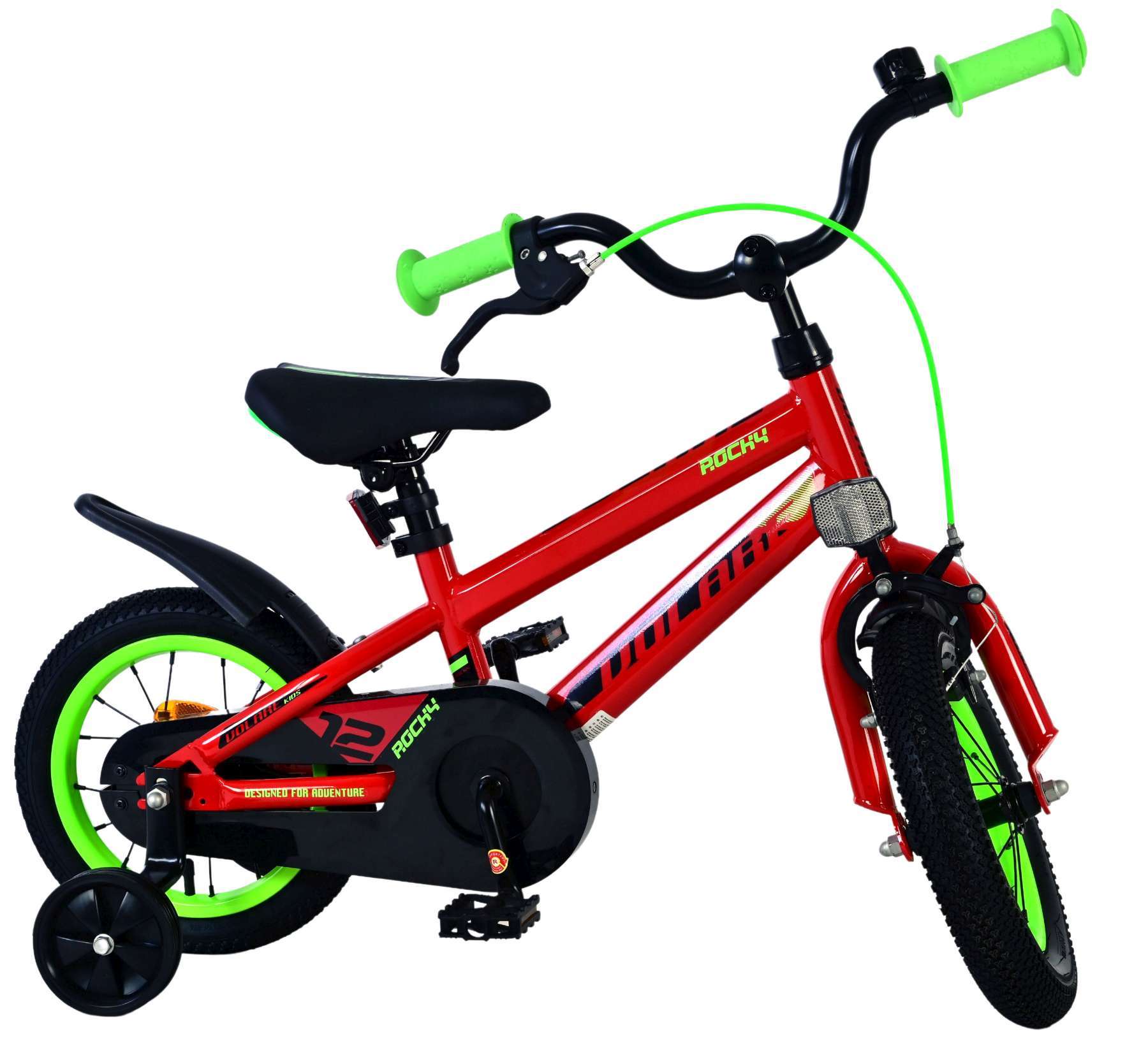 Volare | Jongens Kinderfiets Rocky, 12 inch, Rood, Twee handremmen - Afbeelding 9