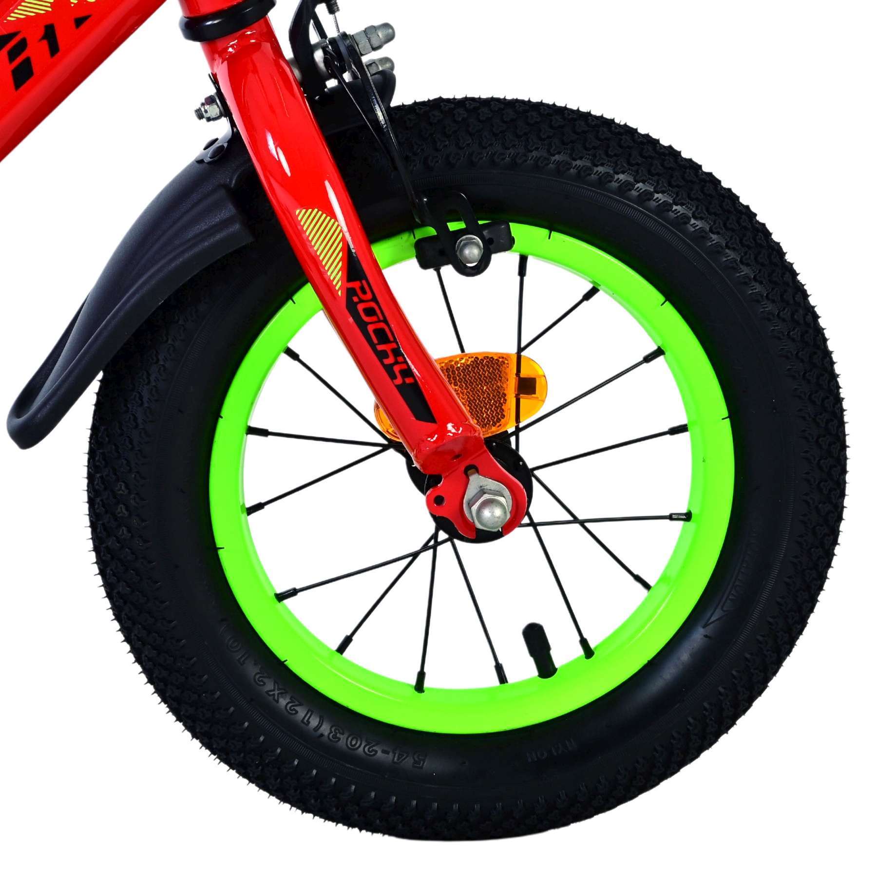 Volare | Jongens Kinderfiets Rocky, 12 inch, Rood, Twee handremmen - Afbeelding 2