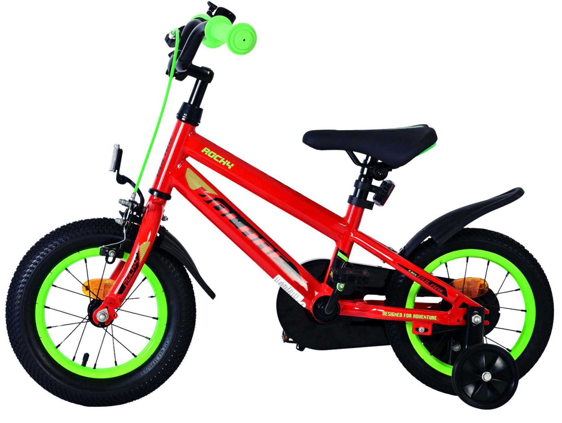 Volare | Jongens Kinderfiets Rocky, 12 inch, Rood, Twee handremmen - Afbeelding 6