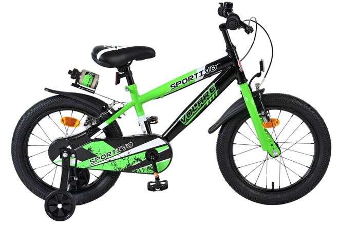 Volare | Jongens Kinderfiets Sportivo, 16 inch, Groen, Twee Handremmen