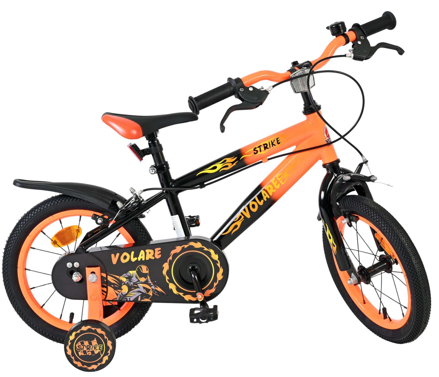 Volare | Jongens Kinderfiets Strike, 14 inch, Oranje, Twee handremmen - Afbeelding 9