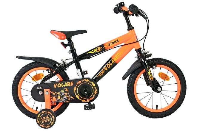 Volare | Jongens Kinderfiets Strike, 14 inch, Oranje, Twee handremmen