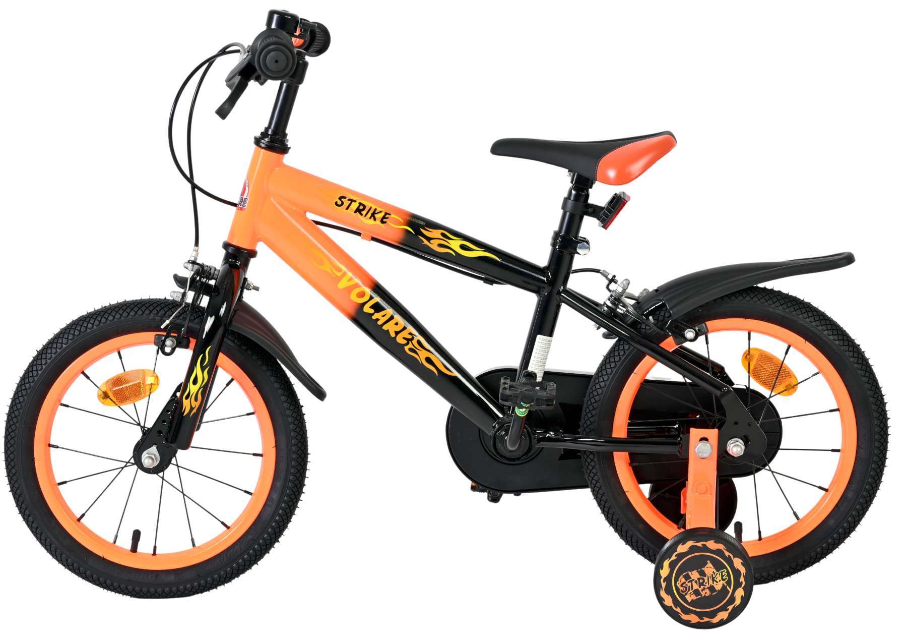 Volare | Jongens Kinderfiets Strike, 14 inch, Oranje, Twee handremmen - Afbeelding 6