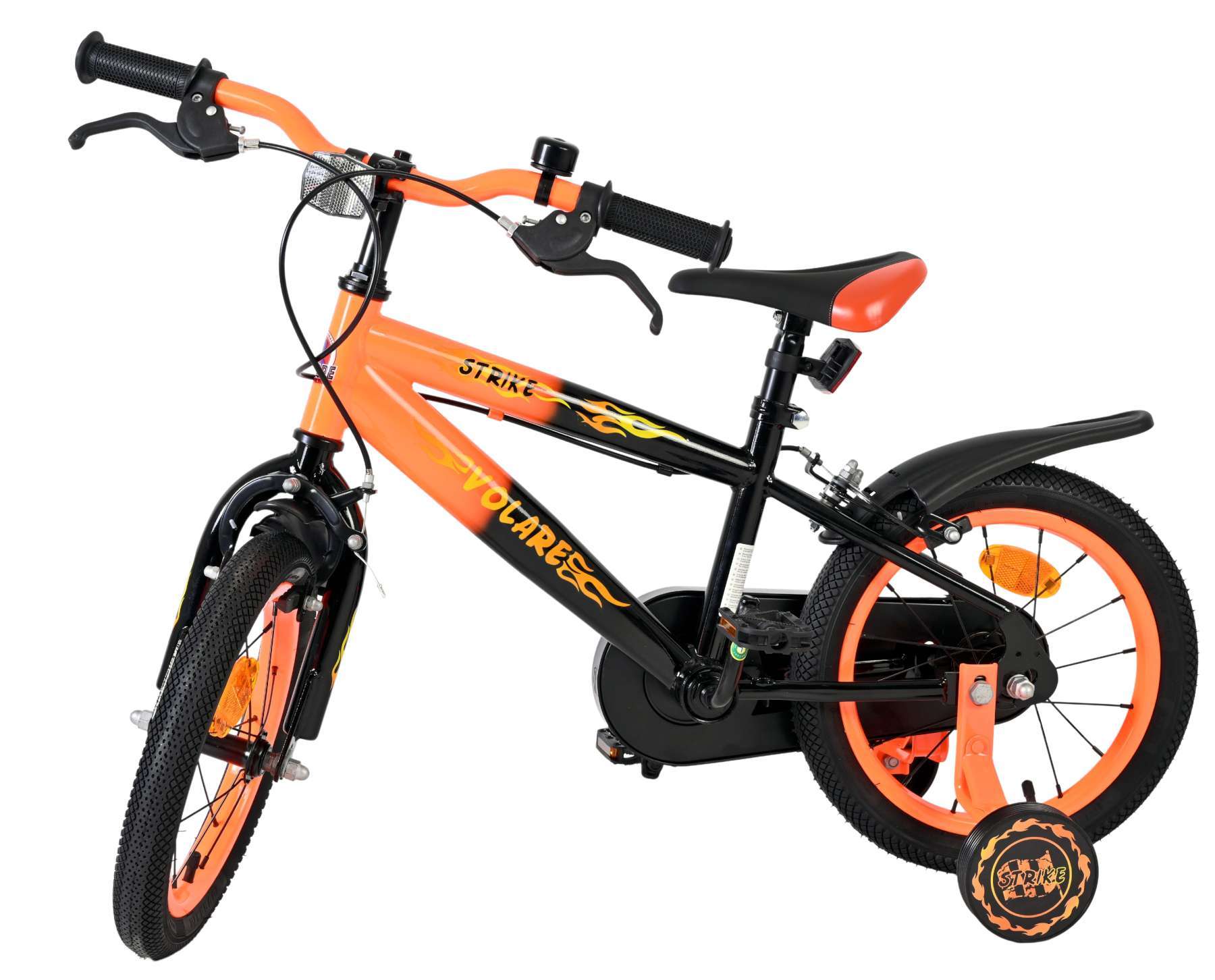 Volare | Jongens Kinderfiets Strike, 14 inch, Oranje, Twee handremmen - Afbeelding 7