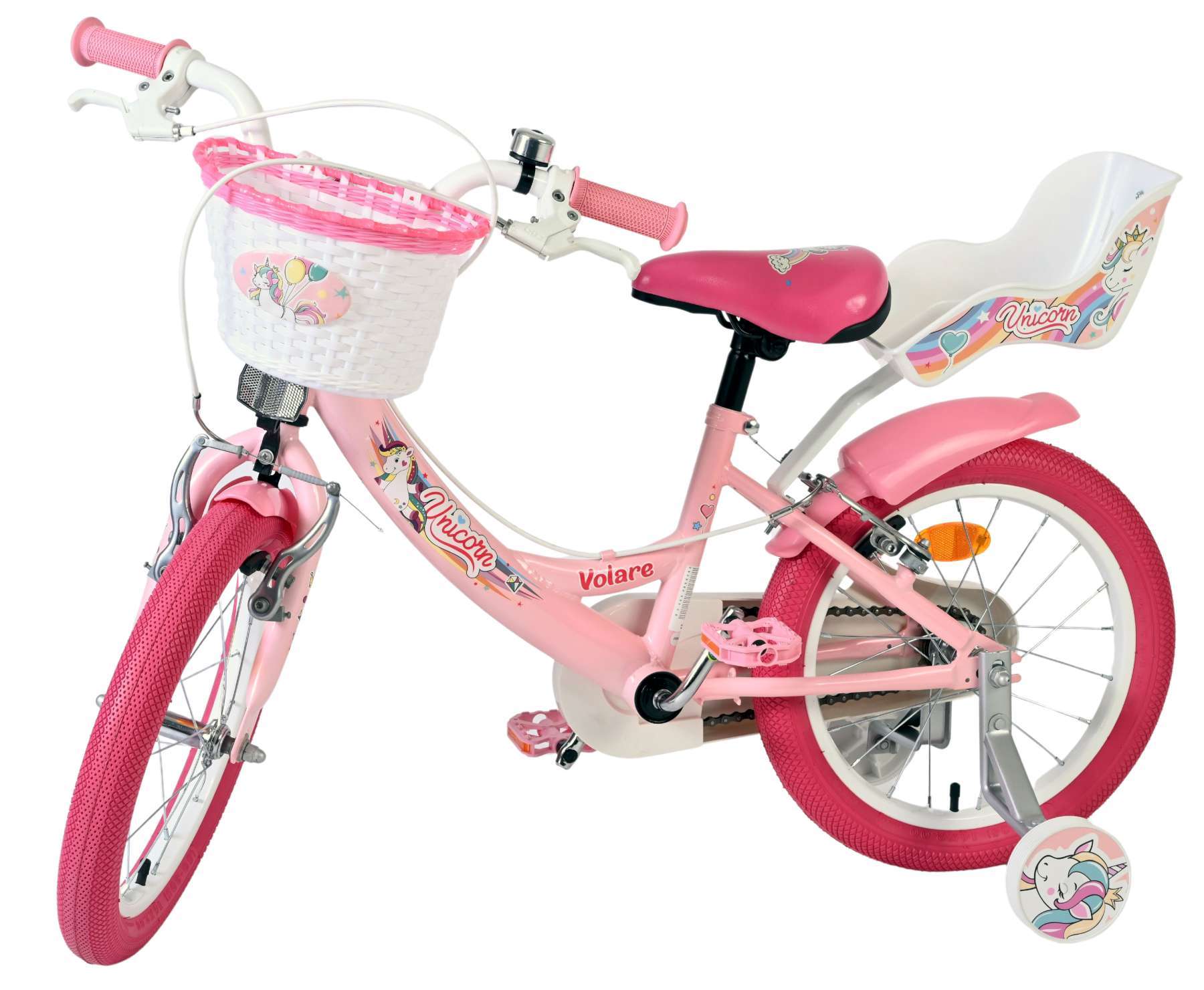 Volare | Meisjes Kinderfiets Unicorn, 16 inch, Roze, Twee Handremmen - Afbeelding 7
